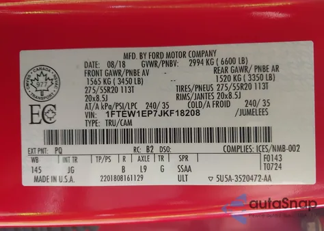 2018 Ford F-150 Xl from USA, damaged, VIN 1FTEW1EP7JKF18208